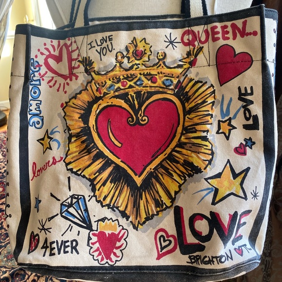 Brighton Queen of Love Poker Vegas Canvas Cotton Tote Purse Beach Bag - Picture 6 of 8